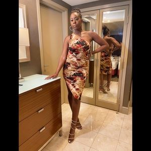 Fashion Nova One Shoulder Print Dress Size Large